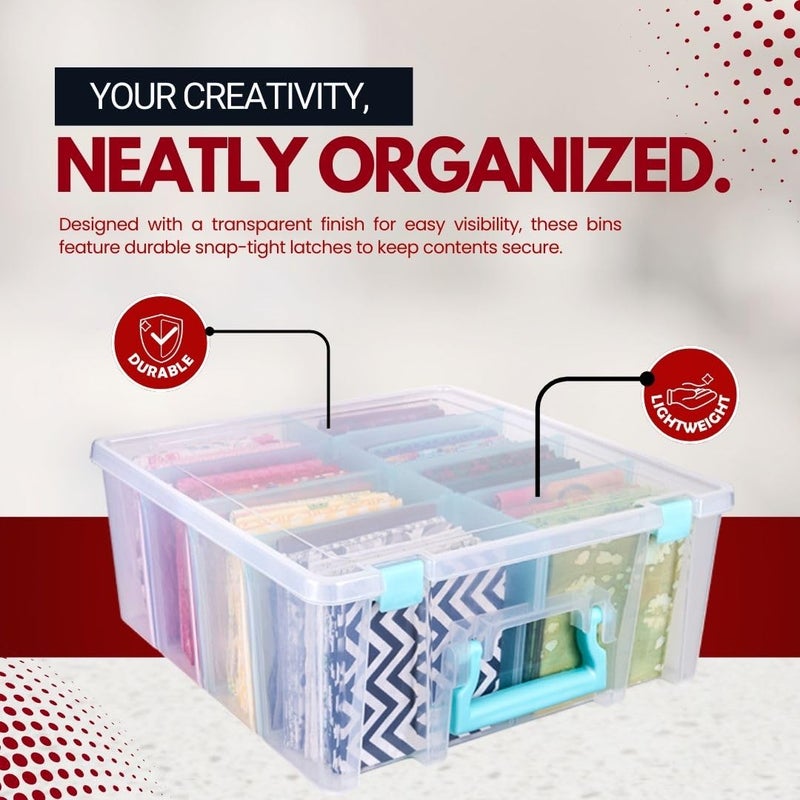 ArtBin 6990SA Super Satchel Double Deep Compartment Box - Art Storage with 8 Removable Compartments, Smart Closure for Craft Supplies (Clear & Aqua- Pack of 1) - Image 3